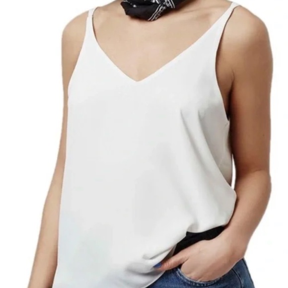 Topshop White Double-Strap Cami • Size 10 - Picture 1 of 6